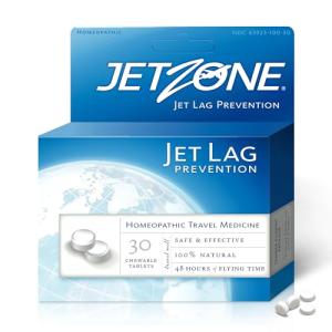 JetZone Jet Lag Remedy - Homeopathic Travel Aid – Trusted for Over 15 Years - Immune Health – Circadian Rhythm - Fatigue – Exhaustion – Tired - Can't Sleep – Good for 48hrs Flying Time - 30 Chewables