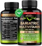 Bariatric Multivitamin - 45 mg Iron Supplements - Made in USA - for Women & Men - All-in-One, 21 Essential Vitamins - Gastric Sleeve Support - Free of Sugar, Gluten & Soy - 90 Capsules, Once Daily
