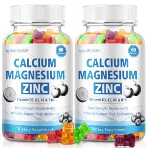 NLMUBR LUCKSIT 1200mg Calcium Gummies with Vitamin D3,K2,B6 Calcium Citrate Magnesium Zinc for Bonе & Immune Support, Calcium Supplements for Women&Men 120 Chews