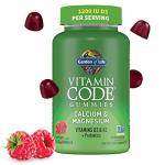 Garden of Life Vitamin Code Calcium Magnesium Gummies with D3 & K2, Supports Bone Health & Bone Strength + Prebiotics & Probiotics for Digestive Support, Non-GMO, Gluten-Free, 60 Raspberry Gummies