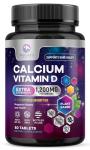 Calcium 1200 mg with Vitamin D3, Calcium Supplement Vitamins, Bone, Teeth & Immune Health Support, Calcium Supplements with D for Women & Men, Nature's Absorbable Calcium Carbonate - 60 Tablets