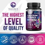 Calcium 1200 mg with Vitamin D3, Calcium Supplement Vitamins, Bone, Teeth & Immune Health Support, Calcium Supplements with D for Women & Men, Nature's Absorbable Calcium Carbonate - 60 Tablets
