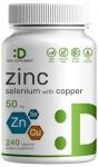 Deal Supplement Zinc 50mg with Selenium + Copper, 240 Capsules, 8 Month Supply, 3 in 1 Mineral Formula, Zinc Picolinate Complex Supplement, Supports Healthy Immune System for Adults and Kids