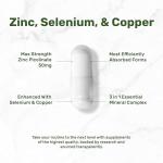 Deal Supplement Zinc 50mg with Selenium + Copper, 240 Capsules, 8 Month Supply, 3 in 1 Mineral Formula, Zinc Picolinate Complex Supplement, Supports Healthy Immune System for Adults and Kids