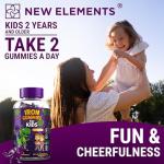 Iron Dinosaur Gummies for Kids with Vitamin C | Sugar-Free, Vegan, Gluten-Free & Non-GMO | Anemia Relief, Energy & Blood Health Support | Grape Flavor, Pectin-Based for Optimal Health