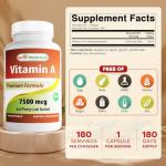 Best Naturals Vitamin A 25000 IU (7500 mcg), Non-GMO Formula Supports Healthy Vision & Immune System and Healthy Growth & Reproduction, 180 Softgels (180 Count (Pack of 1))
