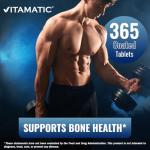 Vitamatic Calcium Supplement 1200mg with D3, K2 & B12, Immune & Bone Health Support - 365 Coated Tablets