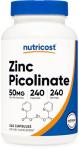 Nutricost Zinc Picolinate 50mg, 240 Vegetarian Capsules - Gluten Free and Non-GMO (240 Caps)