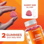 Vitamatic Zinc 50mg Gummies – 60 Vegan Gummies – Gluten-Free – 2 Pack