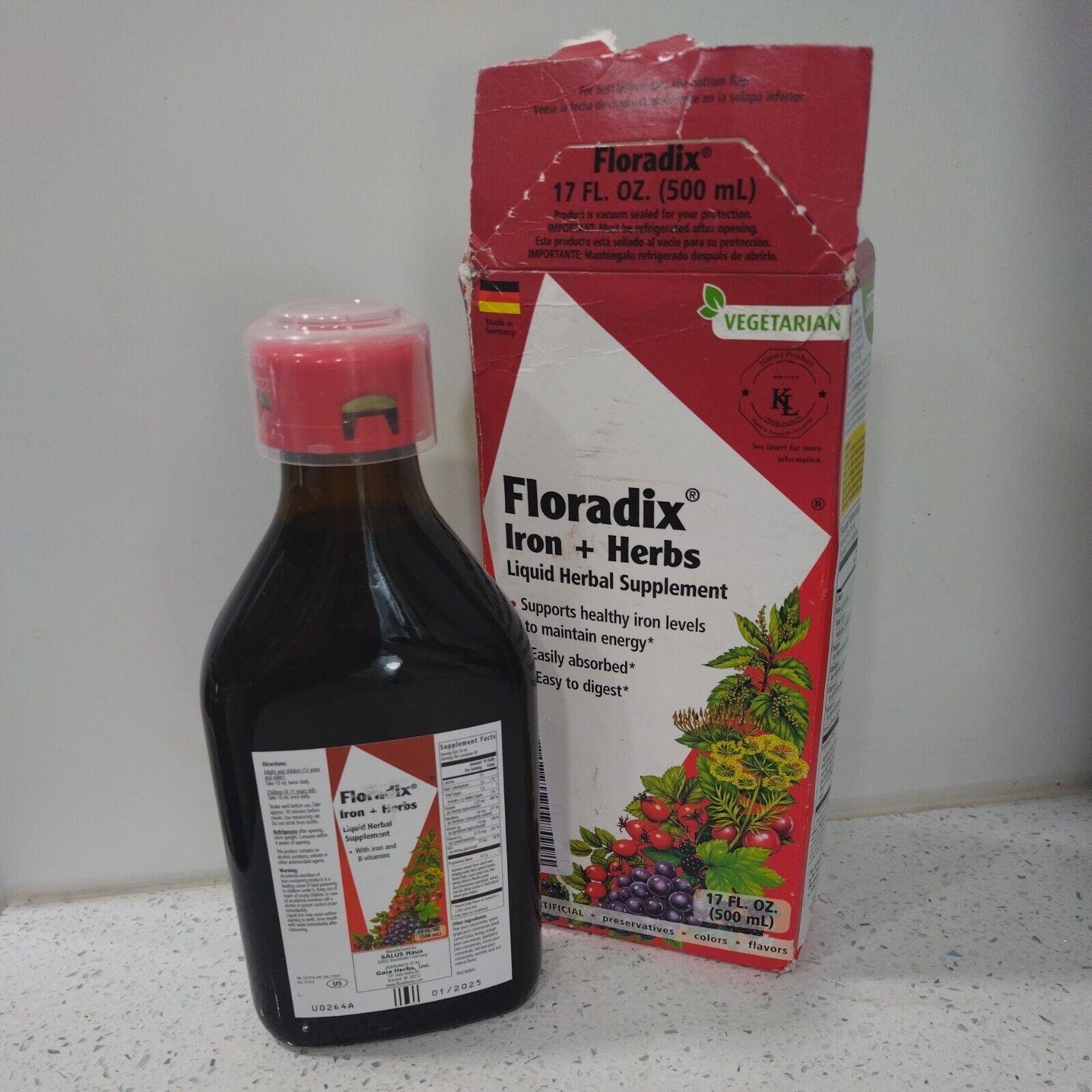 Floradix Vegetarian Iron Liquid Supplement: Energy Support (8 words)