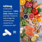 Vitalibre 10 in 1 Magnesium Complex, 420mg Elemental Magnesium | Ultra Strength, Max Absorption | Chelated Magnesium Supplement for Sleep, Nerves & Heart Health | Non-GMO, 120 Vegan Capsules
