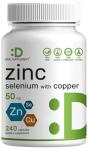 Deal Supplement Zinc 50mg with Selenium + Copper, 240 Capsules, 8 Month Supply, 3 in 1 Mineral Formula, Zinc Picolinate Complex Supplement, Supports Healthy Immune System for Adults and Kids
