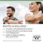 Methylated Multivitamin (Methylated and Activated Vitamins Only - Methylated B Complex with Trimethylglycine (TMG) and Methylfolate)(Non-GMO, Gluten Free MTHFR Supplement) 120 Capsules by Double Wood