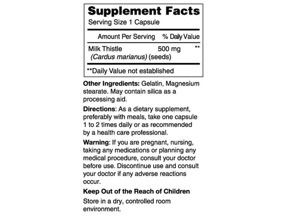 500mg Milk Thistle Capsules - Liver Function Support