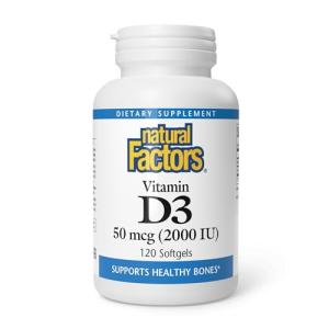 Natural Factors Vitamin D3 2000 IU, 120 Softgels
