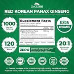 Organic Red Korean Ginseng Extract 1000 mg Capsules