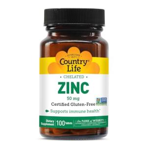 Country Life Vegan Chelated Zinc 50 mg Tablets