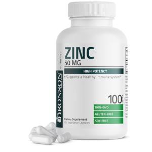 Bronson Zinc 50mg Immune Support Supplement, 100 Veg Capsules