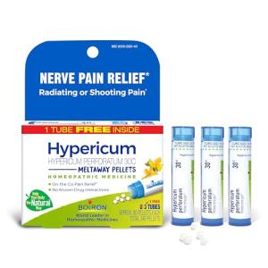 Boiron Hypericum Perforatum 30C Homeopathic Medicine for Relief from Nerve Pain, Toothaches, Pain in Legs or Back, and Shooting Pains - 3 Count (240 Pellets)