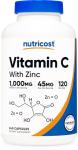 Nutricost Vitamin C with Zinc Capsules, 120 Servings - 1000mg, 45mg Zinc, Non-GMO, Gluten Free Vitamin C Supplement