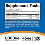 Nutricost Vitamin C with Zinc Capsules, 120 Servings - 1000mg, 45mg Zinc, Non-GMO, Gluten Free Vitamin C Supplement
