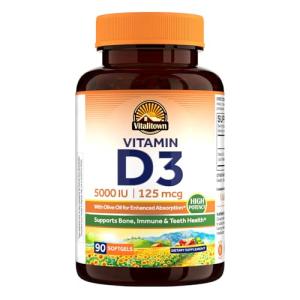 Vitalitown High Potency Vitamin D3 5000 IU Softgels