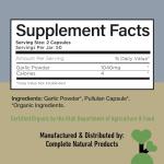 Organic Garlic Capsules 520mg - 100 Count Vegetarian