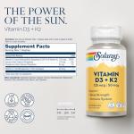 Solaray Vitamin D3 K2 for Bone & Immune Health