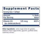 Life Extension Vitamin D3 125 mcg (5000 IU), Bone Health, Brain Performance, Immune System Support, Gluten-Free, Non-GMO, Once Daily, Two-Month Supply, 60 Softgels