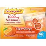 Emergen-C 1000mg Vitamin C Immune Support Powder Super Orange 60CT includes Zinc, Manganese, 7 B Vitamins and Electrolytes for Back to School Essentials