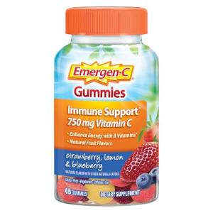 Emergen-C 750mg Vitamin C Gummies for Adults, Immune Support Gummies, Gluten Free, Strawberry, Lemon and Blueberry Flavors - 45 Count