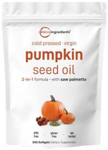 Pumpkin Seed Oil with Saw Palmetto, 3000mg Per Serving, 300 Softgels | Cold Pressed, Pure Virgin Oil, Essential Fatty Acids & Phytosterols | Supports Hair, Urinary, Bladder & Prostate Health | Non-GMO
