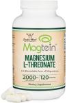Magnesium L Threonate, Magtein™, Sleep and Cognitive Support – High Absorption – Most Bioavailable Form of Magnesium – 2,000 mg – 120 Capsules