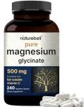 Magnesium Glycinate Capsules 500mg | 240 Count | Supplement for Sleep, Heart & Muscle Support | 100% Chelated & Purified, 3rd Party Tested, Non-GMO & Gluten Free