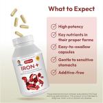 ANDREW LESSMAN Iron Plus 90 Capsules - 18mg Iron, 100% Pure Amino Acid Chelated Iron (Glycinate, Aspartate), Plus Vitamin C for Increased Absorption, Small, Easy to Swallow Capsules, No Additives
