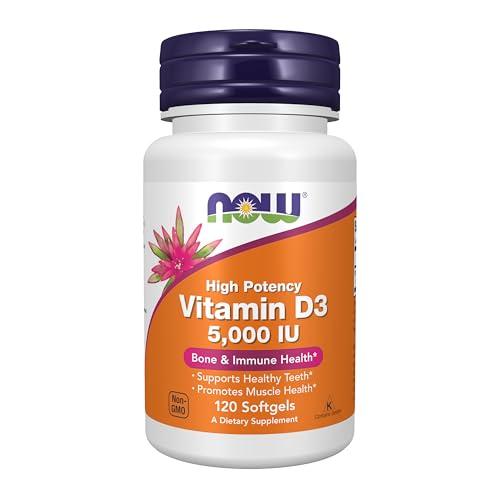 NOW Foods Supplements, Vitamin D-3 5,000 IU, High Potency, Structural Support*, 120 Softgels