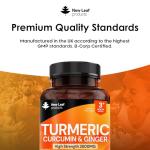 New Leaf Turmeric with Ginger & Black Pepper, 180 Tablets