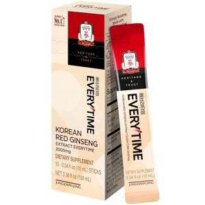 JUNG KWAN JANG Everytime Korean Red Ginseng Extract 2,000mg - Liquid Stick Supplements with Propolis & Adaptogen - Energy Boost & Immune Support | Natural & Healthy Energy Drinks (10 Sticks)