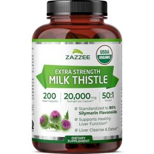 Organic Milk Thistle Extract, 20,000 mg, 200 Capsules