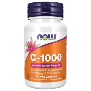 NOW Foods Supplements, Vitamin C-1,000 with Rose HIPS & Bioflavonoids, Antioxidant Protection*, 30 Veg Capsules