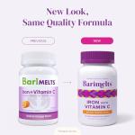 Barimelts Iron with Vitamin C, 90 Fast-Dissolving Tablets (1-Month Supply), Sugar-Free Bariatric Iron Supplement for Women, Natural Orange Flavor​
