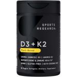 Sports Research® Vitamin D3 + K2 w/ Coconut Oil - Vegan Vitamin D 5000iu & Mk7 Vitamin K 100mcg for Bone & Immune Support - Vegan Certified · Non-GMO · Soy Free - 60 Softgels