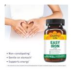 Country Life Easy Iron 25mg Capsules - Gentle Non-Constipating Ferrochel - Vegan Vitamin Supplement for Women & Men - Supports Body Energy