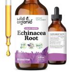 Wild & Organic Echinacea Drops - Immune Support Supplement with Echinacea Angustifolia - Liquid Root Extract Tincture - Vegan, Sugar & Alcohol-Free - 4 fl oz