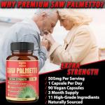 Premium Saw Palmetto Capsules - Combined with Ashwagandha, Turmeric, Tribulus, Maca, Green Tea, Ginger, Holy Basil & More - Natural Prostate Support - 90 Capsules 3-Month Supply