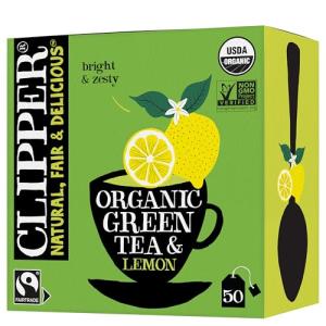 Clipper Tea Green Tea & Lemon Teabags – USDA Organic, Great Hot or Iced – Bright, Zippy, Natural, Fair & Delicious – 50 Tea Bags