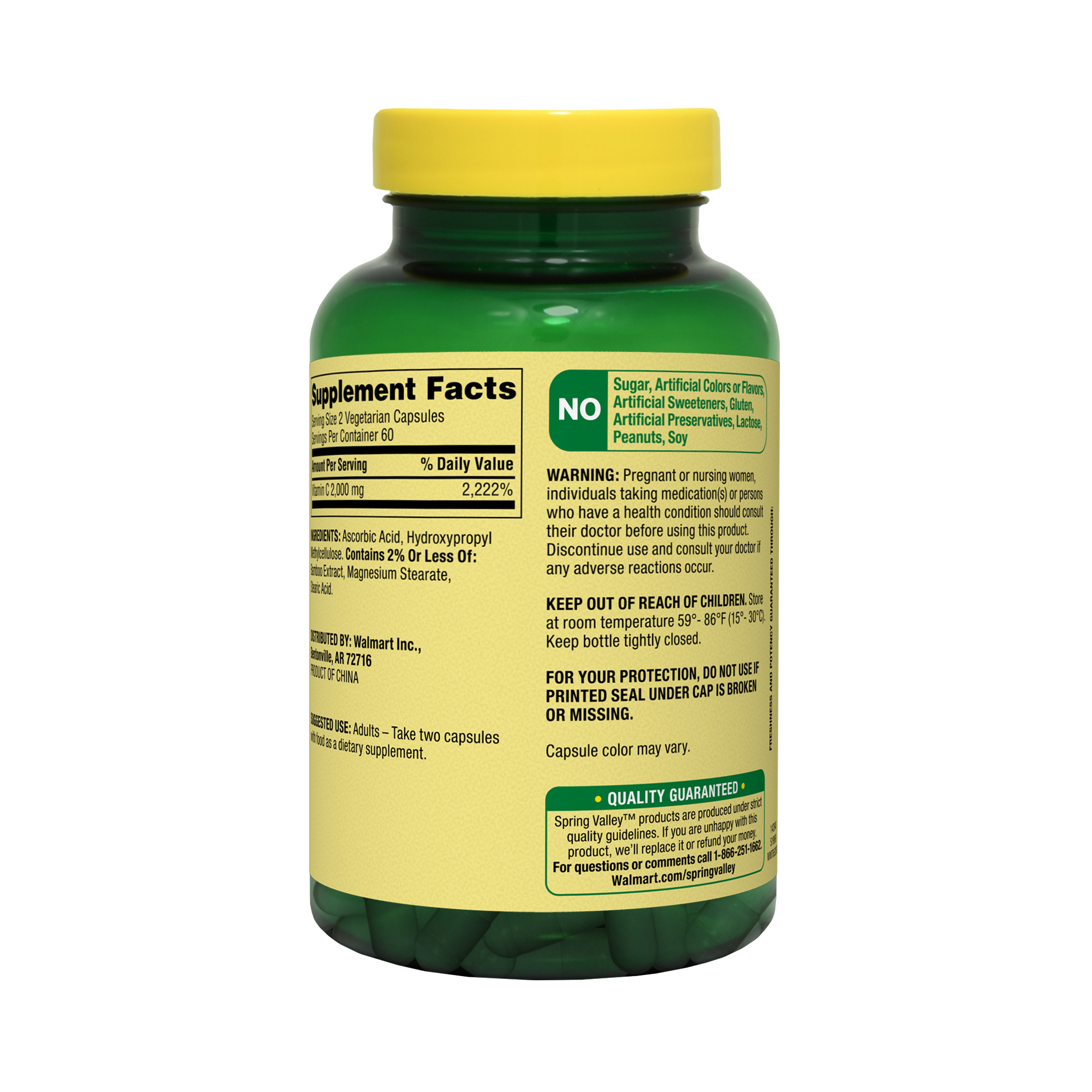 Ultra Strength Vitamin C Capsules, 2,000mg, 120 Count