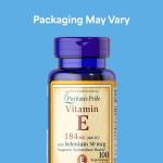 Puritan's Pride Vitamin E 184mg (400 IU) with Selenium 50mcg, Vitamin Supplement For Immune System and Antioxidant Health Support, 3 Month Supply, 100 Rapid Release Softgels