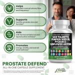 Clean Nutraceuticals Saw Palmetto Pumpkin Seed Oil Pygeum Sunflower Lecithin Stinging Nettle Cranberry - Prostate Supplements for Men with Lycopene - 90 Caps