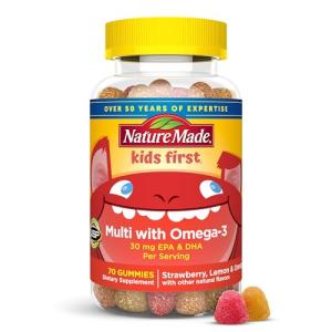 Nature Made Kids First Multivitamin with Omega-3, Kids Gummy Multivitamins with Vitamins and Minerals for Nutritional Support, 70 Gummies
